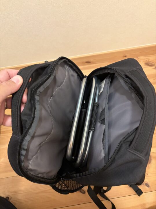 リュックに椅子を入れた時のイメージ